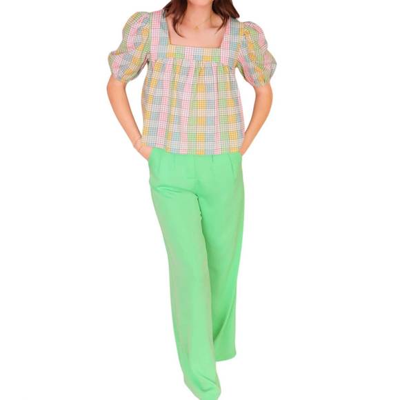 NEW PRETTY GARBAGE the statement wide leg pants in melon - Picture 4 of 5